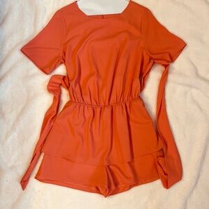 Coral Layered Romper